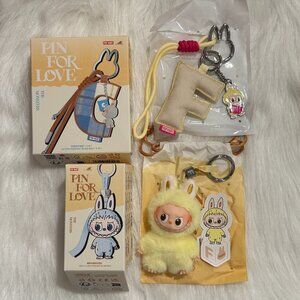  AUTHENTIC Labubu Pin for Love Plush Pendant + Letter Pendant Set – F